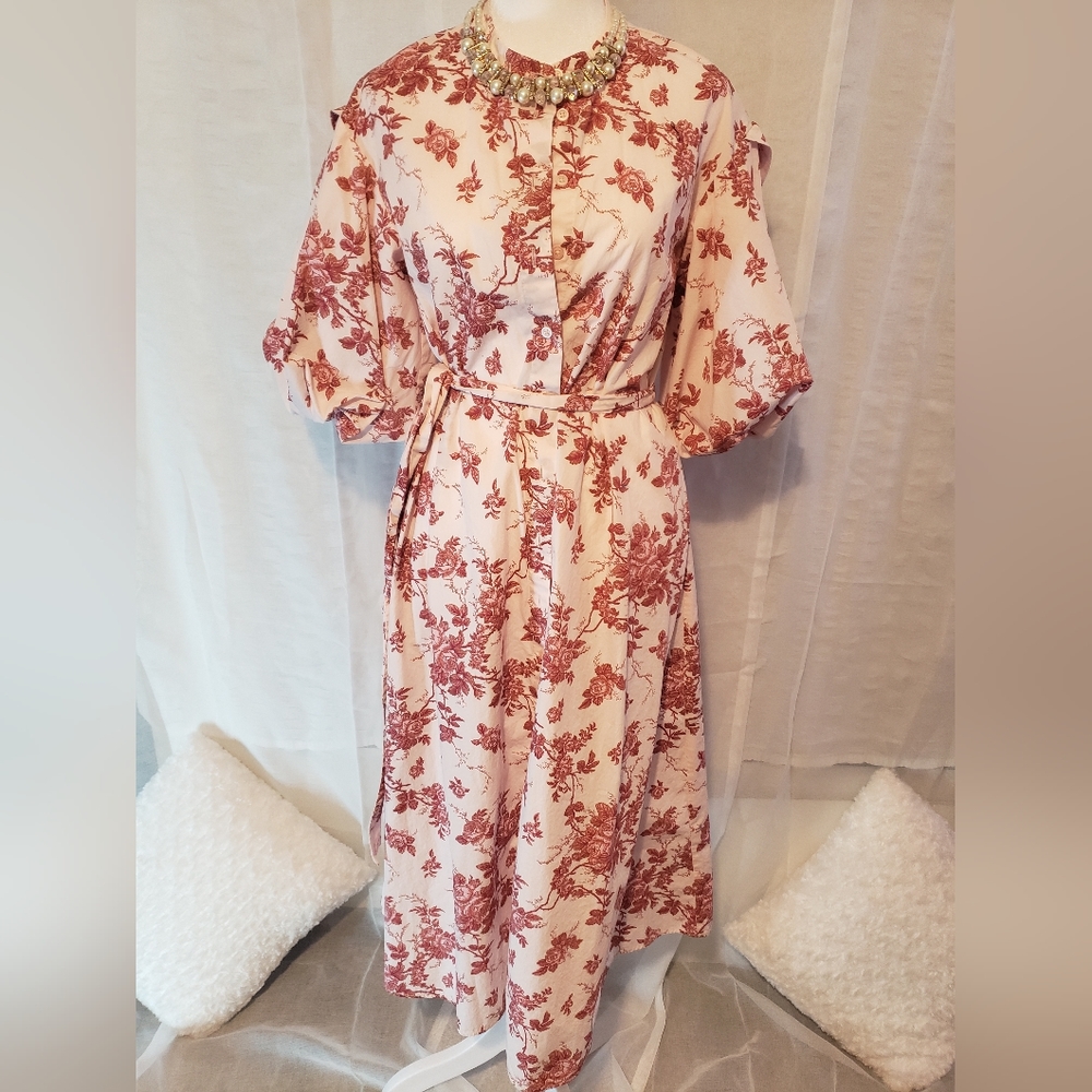 Banana Republic Floral Dress - Red and Cream